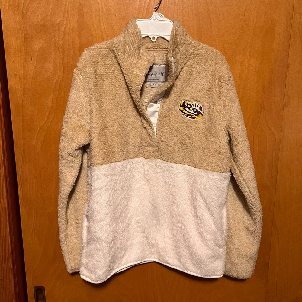 NWOT LSU Sherpa half snap pullover XS